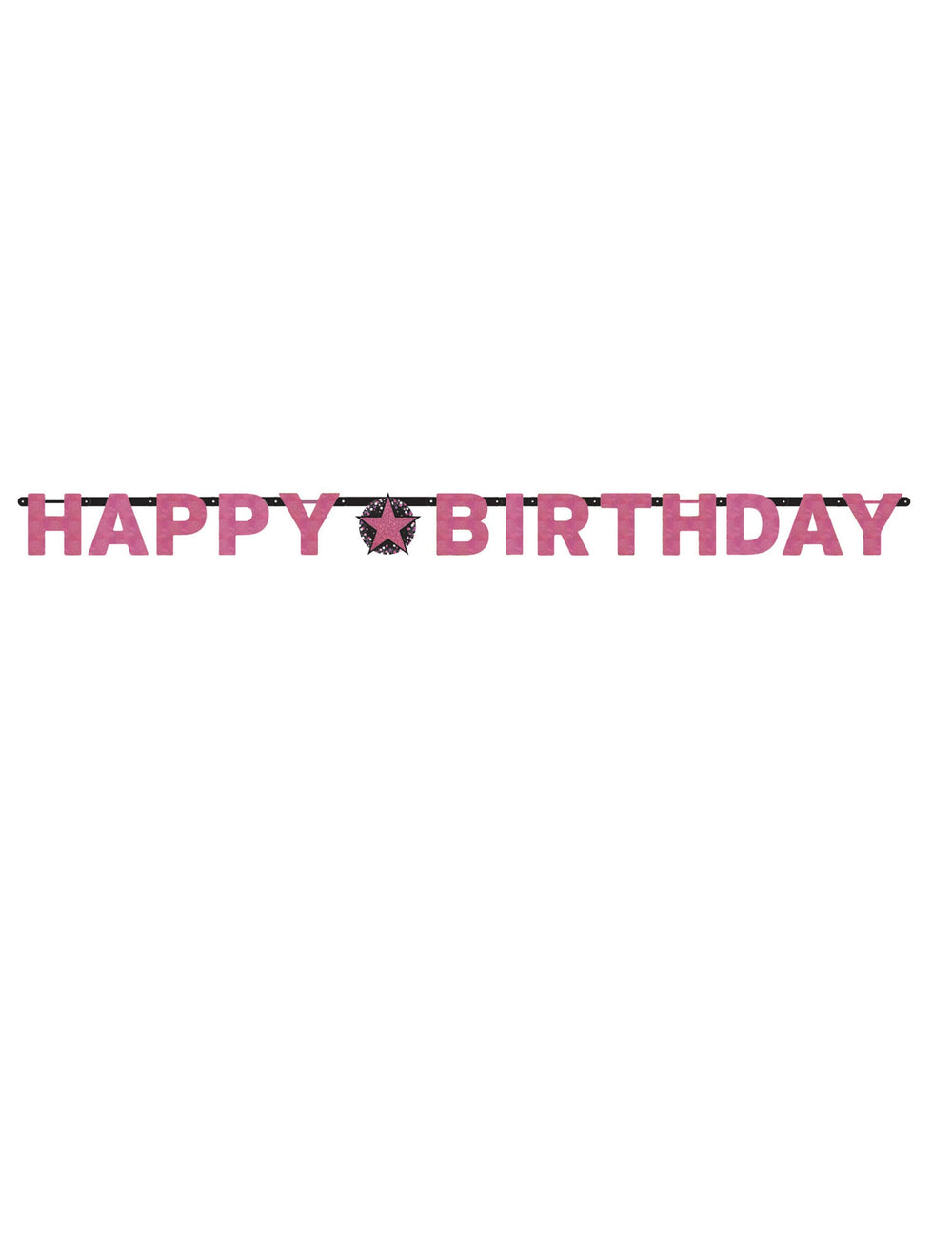 Guirlande happy birthday célébration pétillante rose en carton
