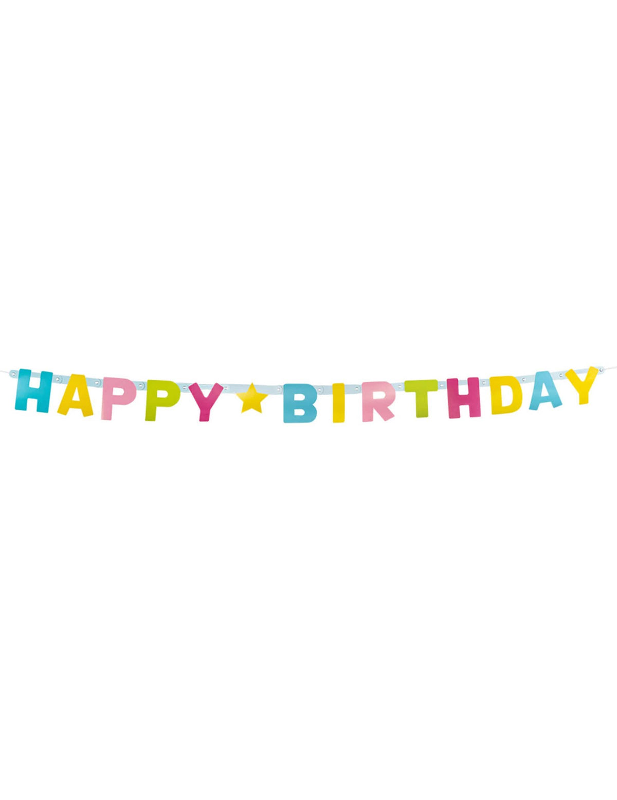 Scéna s tortou a balónmi z písmenovej girlandy Happy Birthday
