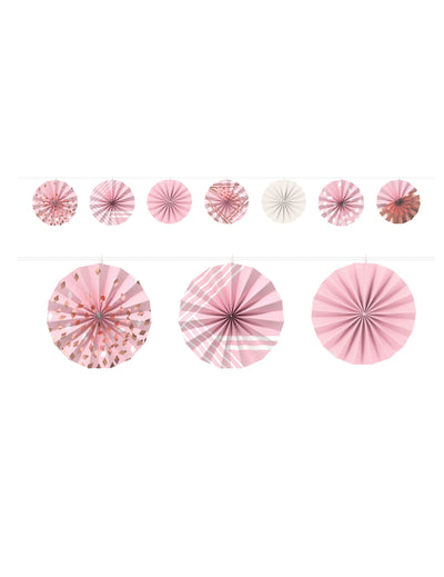 Guirlande de minis rosaces en papier Rose gold pour décoration de fête rose et or rose brillant