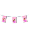 Guirlande papier baptême pour fille rose avec cigogne