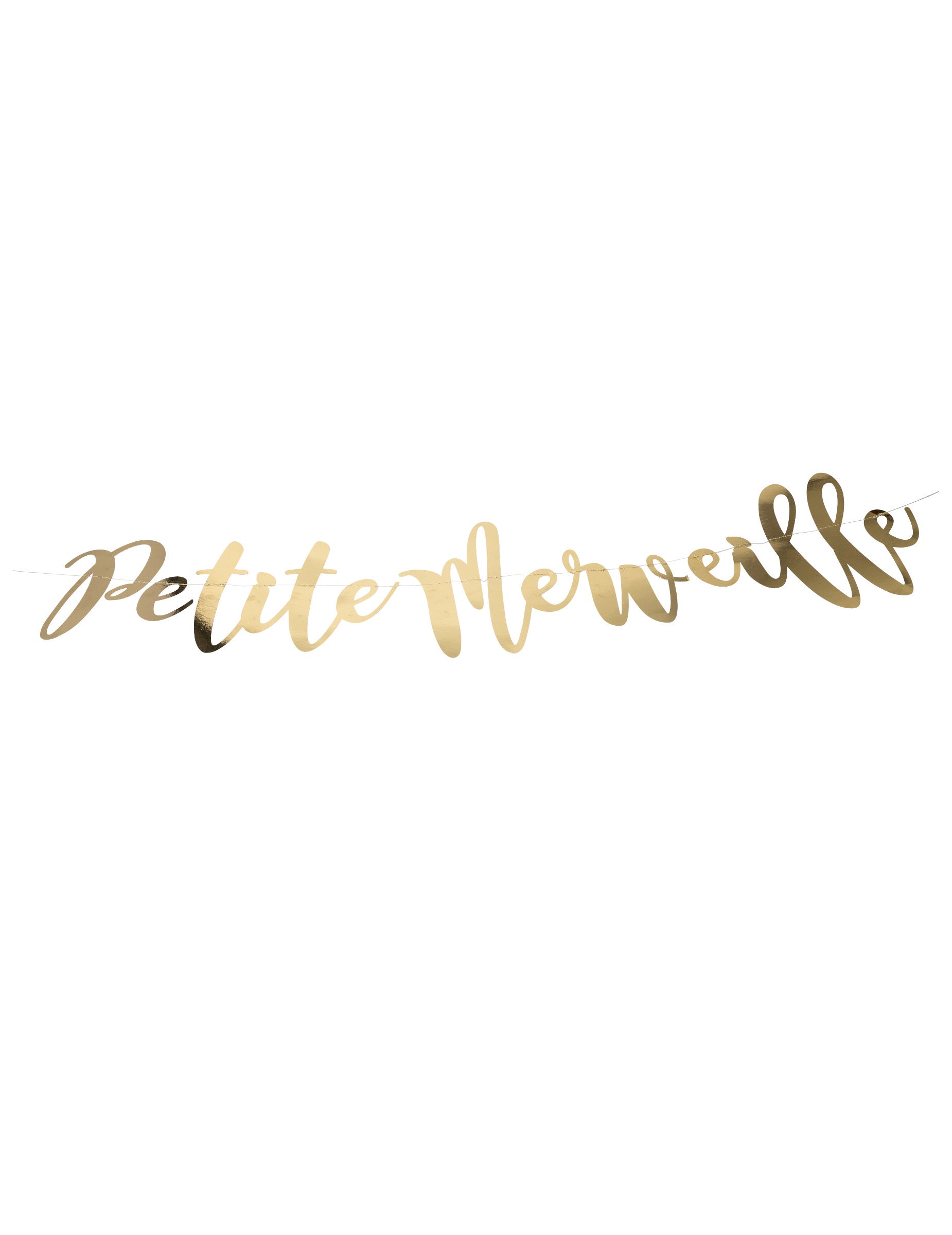 Guirlande petite merveille pour baby shower lettres dorées métallisées