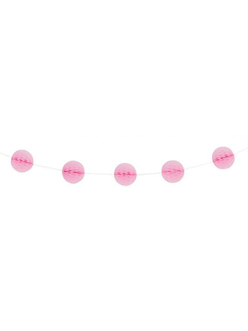 Girlanda so svetloružovými plástovými guľami 2,13 m 