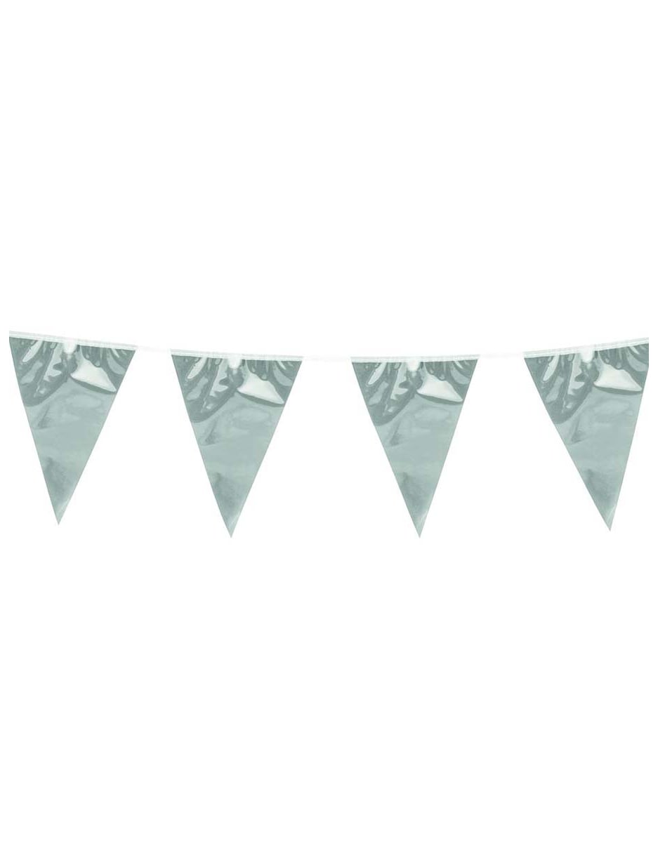 Guirlande à fanions argentés pour décoration de fête argent métallisé