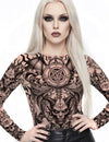 Haut effet tatouages démoniaques pour femme chair à motifs noirs de crânes et pentagramme