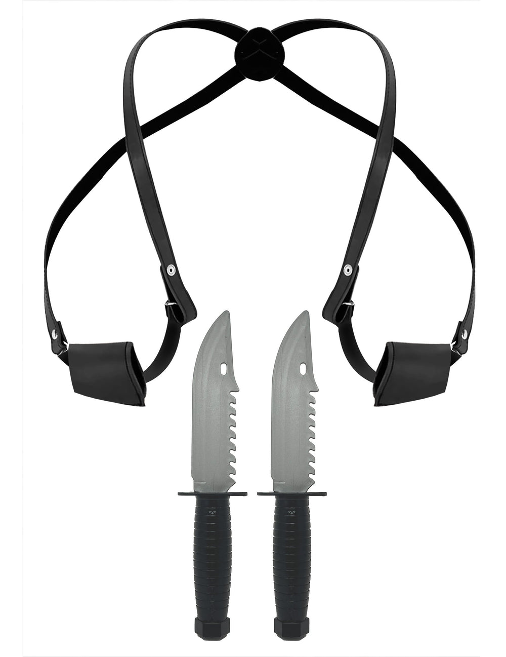 Holster avec 2 couteaux pour adulte noir et gris