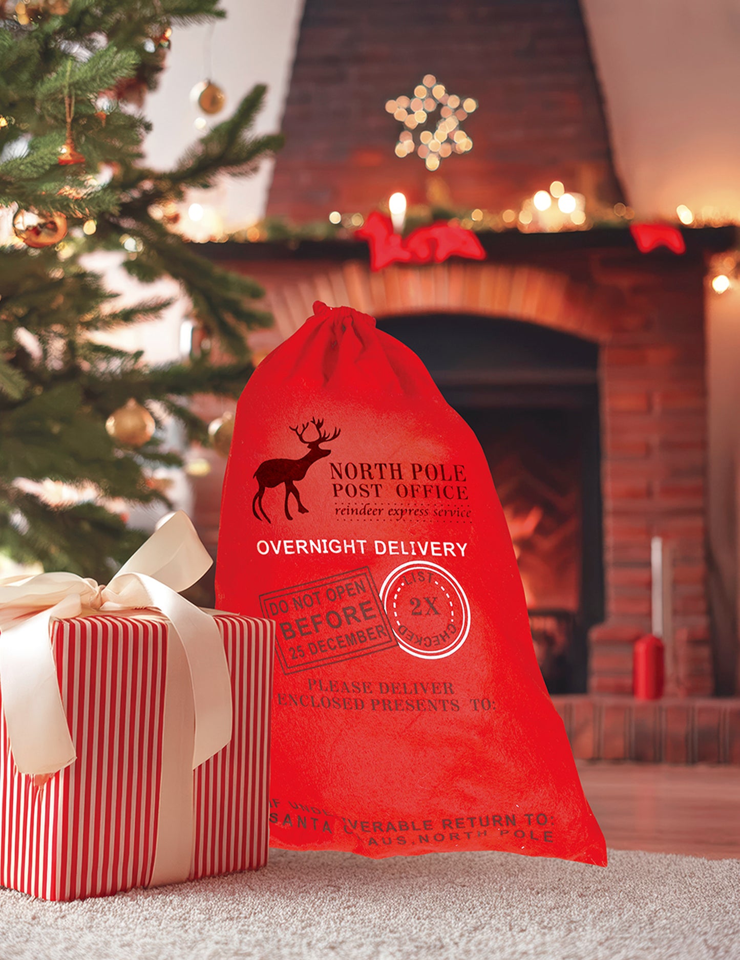 Červené Santovo vrece 65 x 45 cm