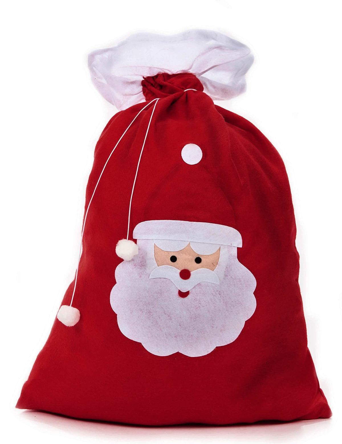 Čiapka santa claus pre dospelý červená s tvárou z filcu a biela šnúrka