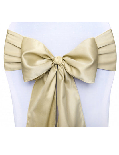 10 zlatých saténových šerp na stoličky, 2,75 m x 15 m cm na svadbu