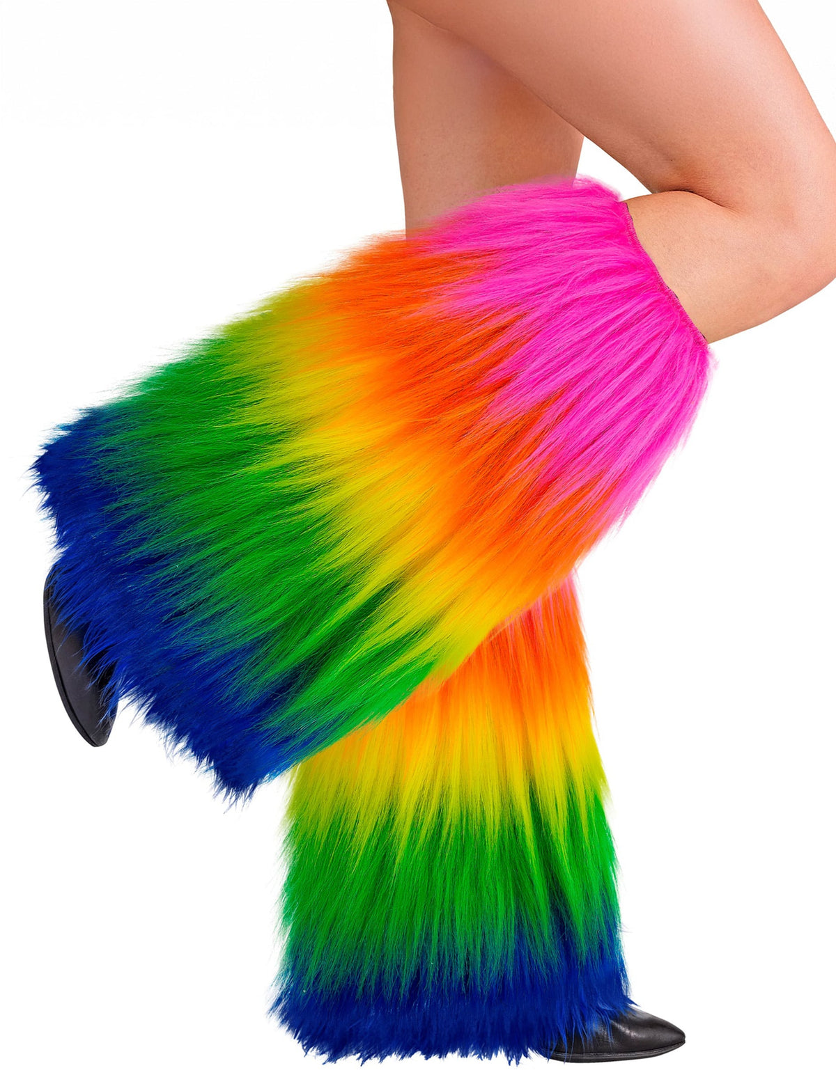 Jambières à poils longs arc en ciel pour adulte multicolores