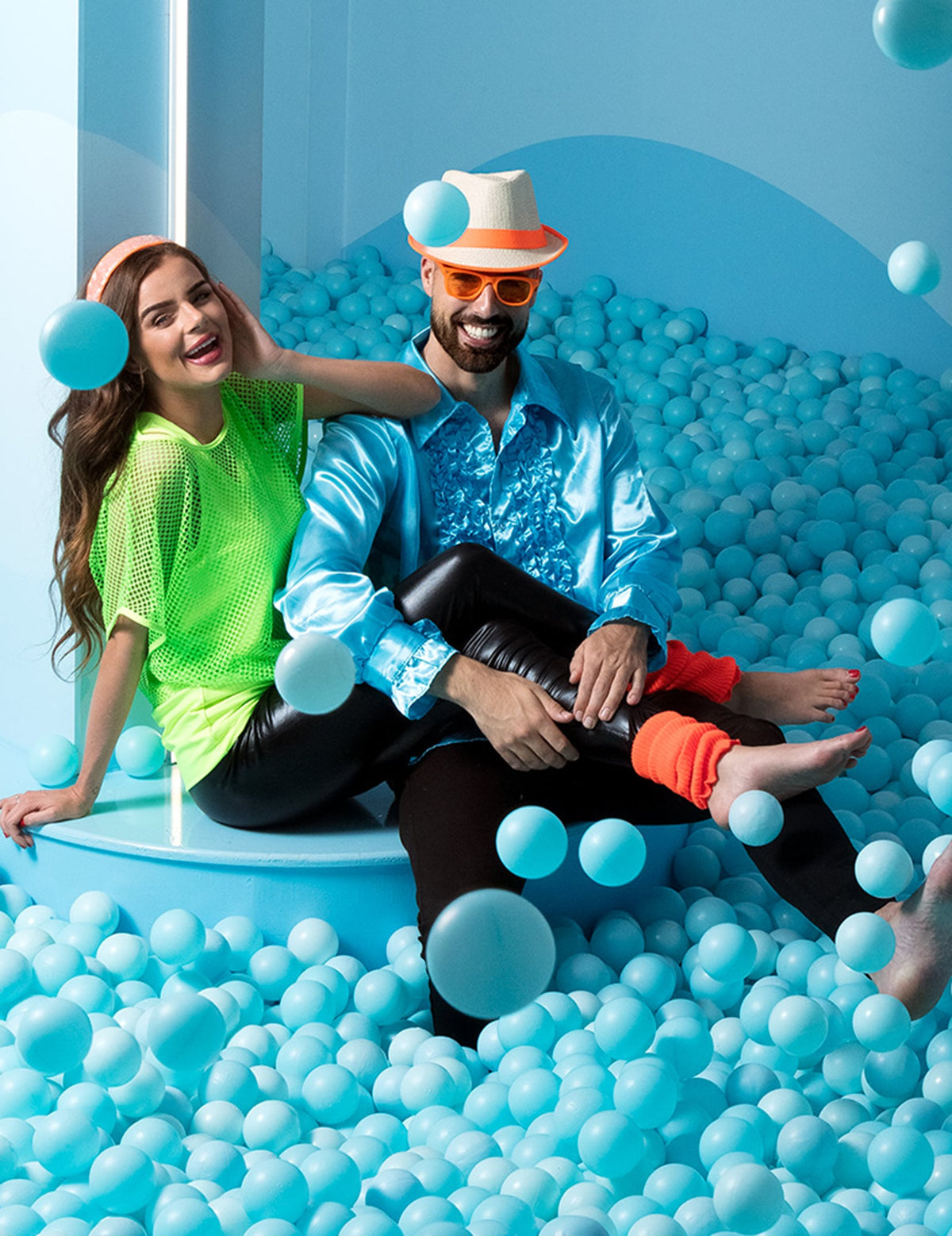 Mise en situation des jambières pour femme orange fluo en maille