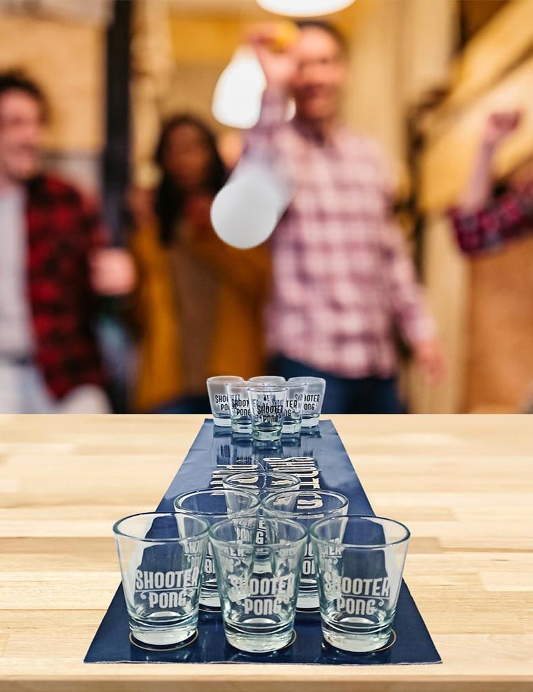 Mise en situation du jeu à boire shooter pong