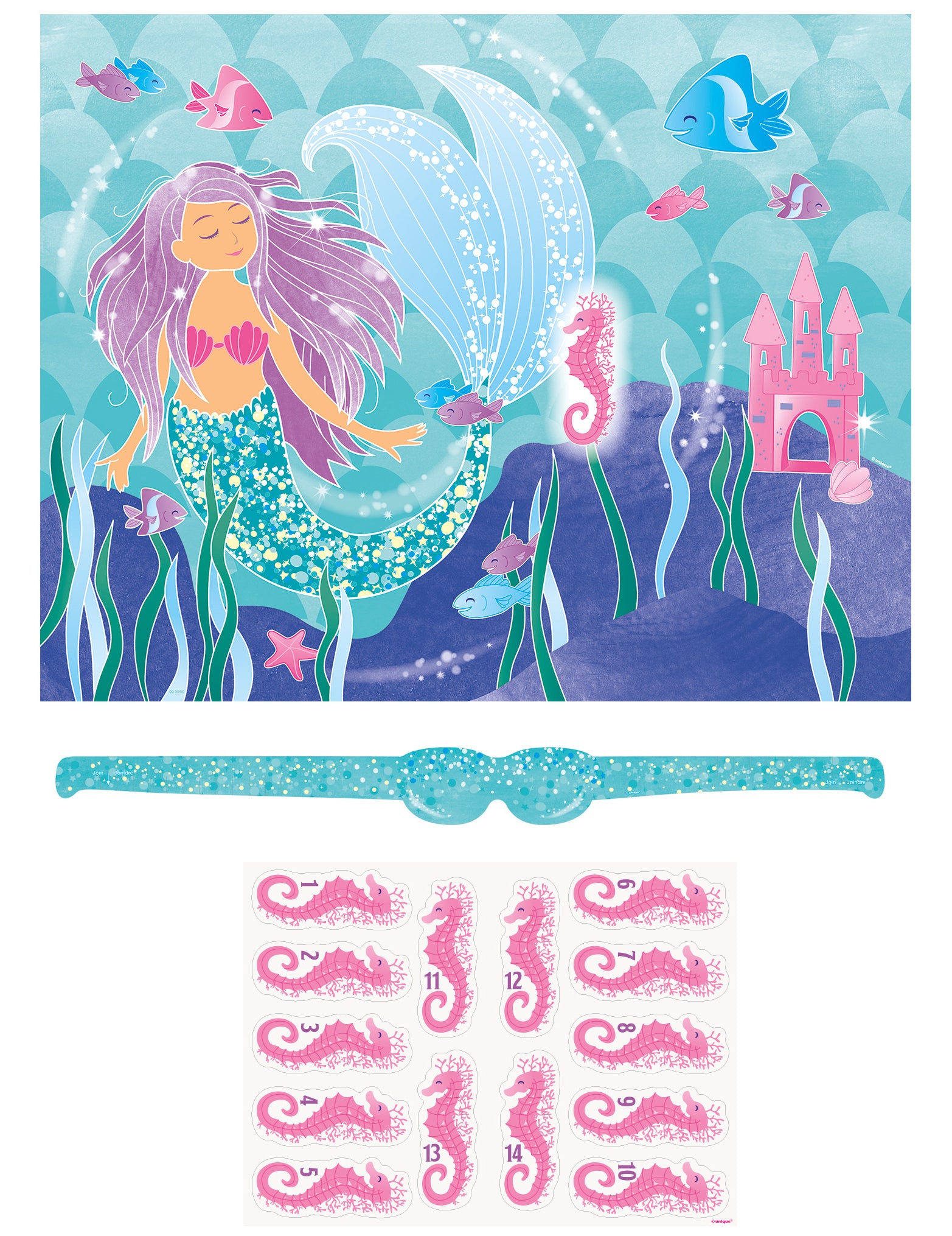 Vue d'ensemble des accessoires du jeu de fête jolie sirène