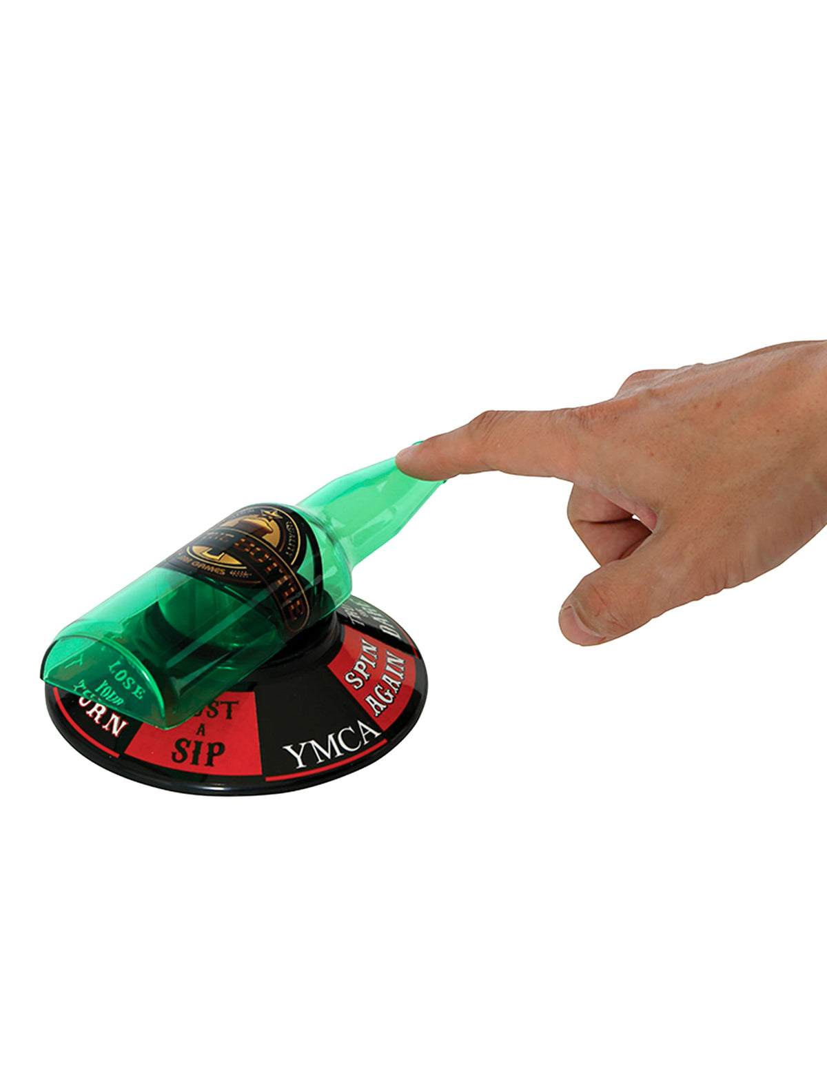 Action de faire pivoter la bouteille du jeu de la bouteille pour adulte