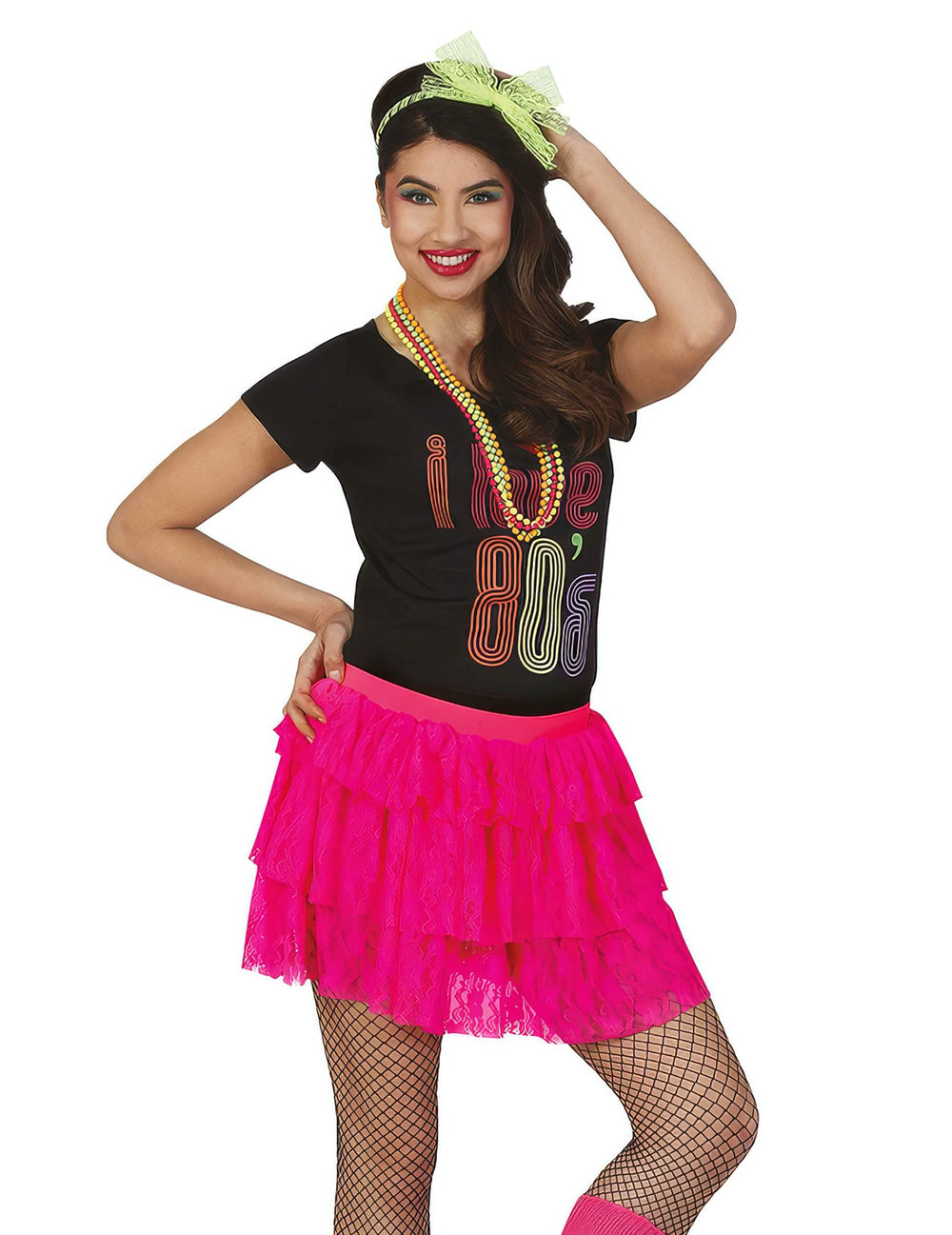Jupe 80's pour femme rose néon