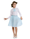 Jupe avec cravate pin-up pour fille bleu ciel à pois blancs