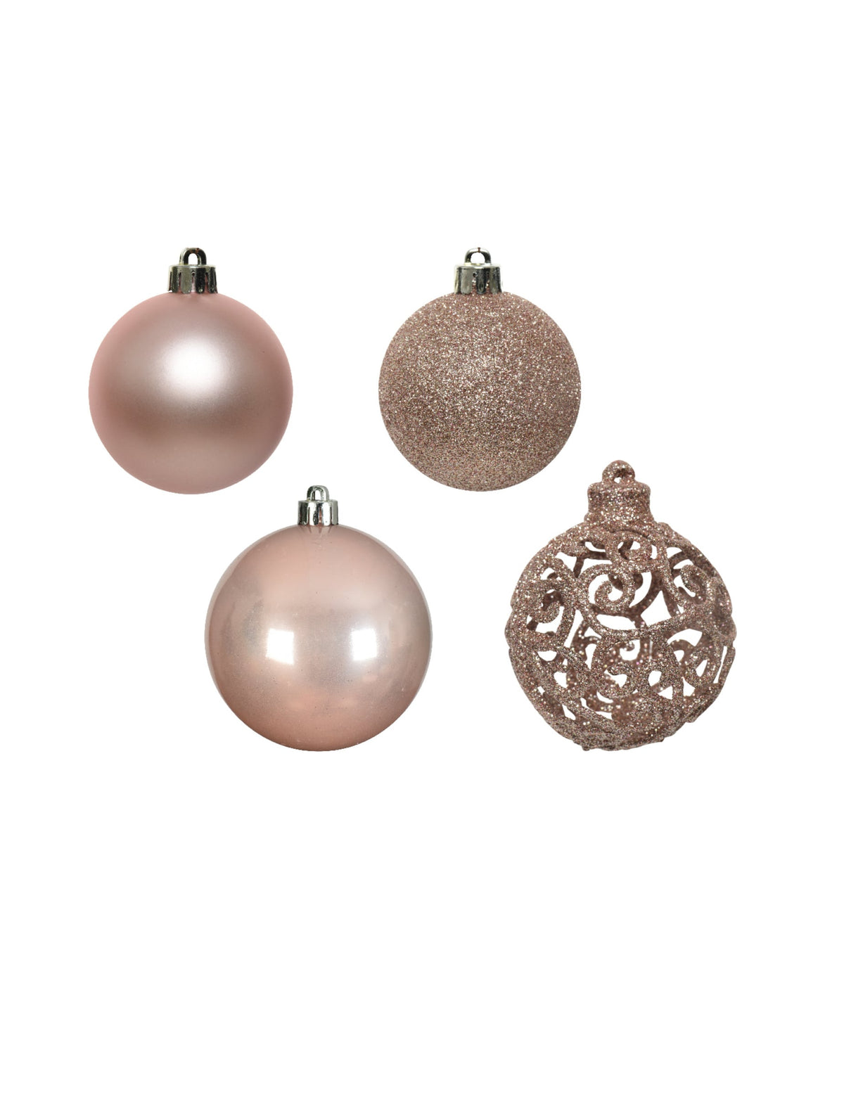 Boules de Noël pour décoration rose gold brillantes et mates