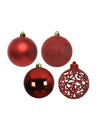 Boules de Noël pour décoration rouges aux finitions mates, brillantes et pailletées