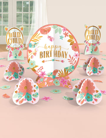 27-dielna kartónová sada na boho dekorácie narodeninového stola