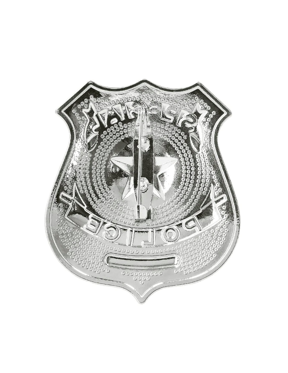 Vue de dos du badge argenté du kit 3 accessoires policier