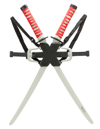 Kit accessoires Deadpool™ pour adulte avec katanas rouges et noirs