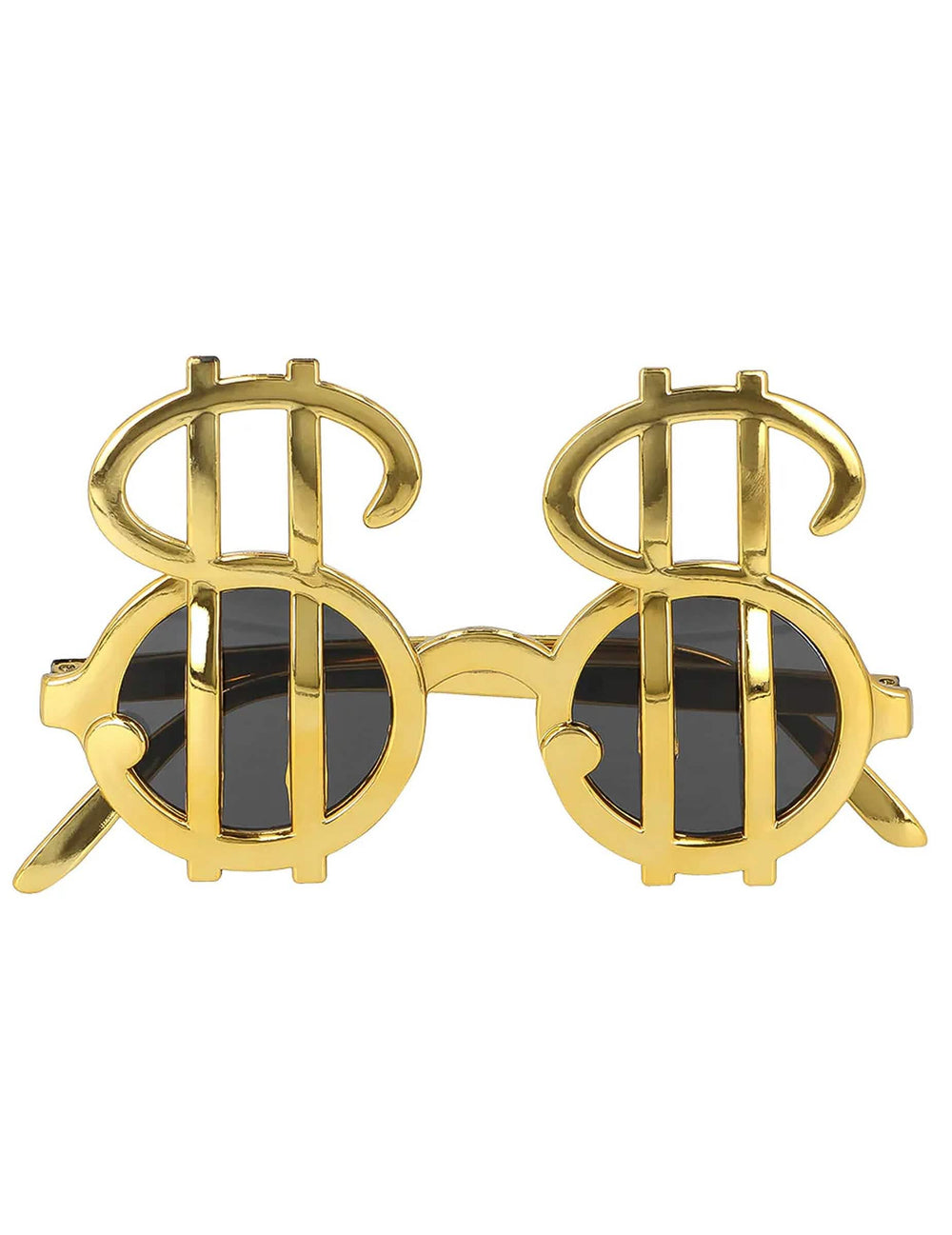 Vue de face des lunettes dorées du kit accessoires dollars