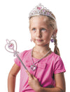 Kit accessoires princesse des rêves pour fille argenté et rose avec couronne et baguette magique