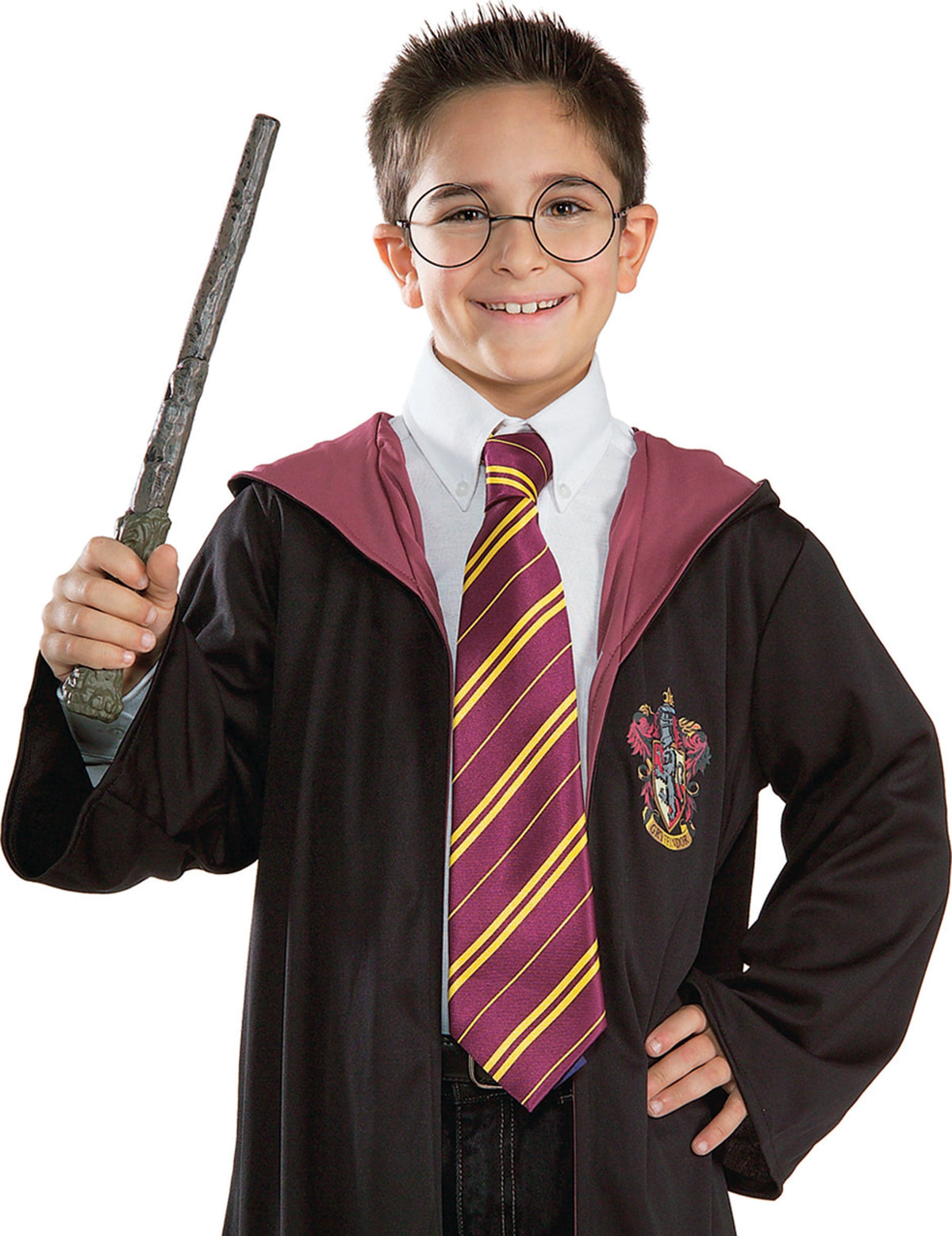 Kit baguette magique & lunettes Harry Potter pour enfant lunettes rondes noires et baguette marron