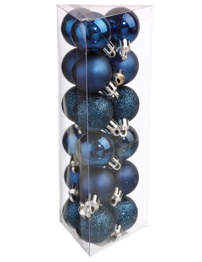 Mini boules de noël bleu nuit mates et brillantes