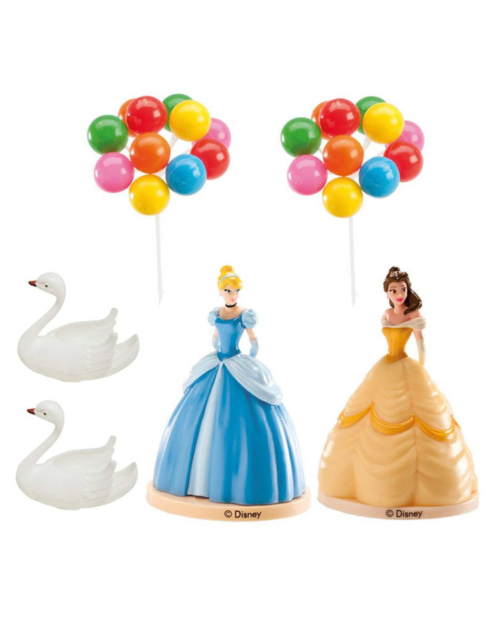 Plastová sada toppers Disney viacfarebné s figúrkami Popoluška kráska a labute
