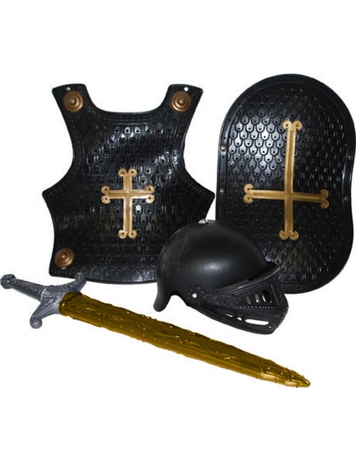 Čierny rytier pre deti z čierneho a zlatého plastu