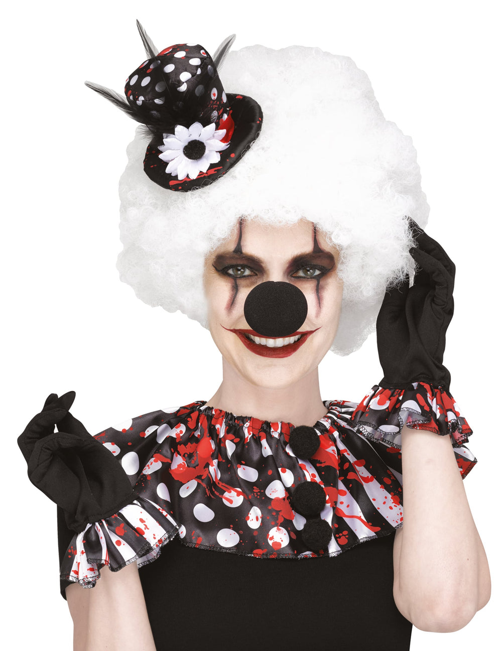 Kit de clown macabre pour adulte noir et blanc ensanglanté