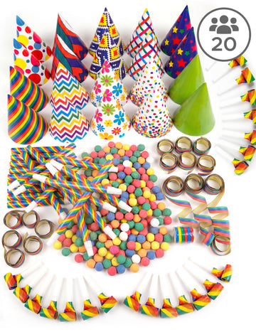 Pestrofarebná súprava na párty pre 20 osôb