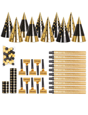 Súprava konfiet v čiernej a zlatej farbe pre 10 osôb 