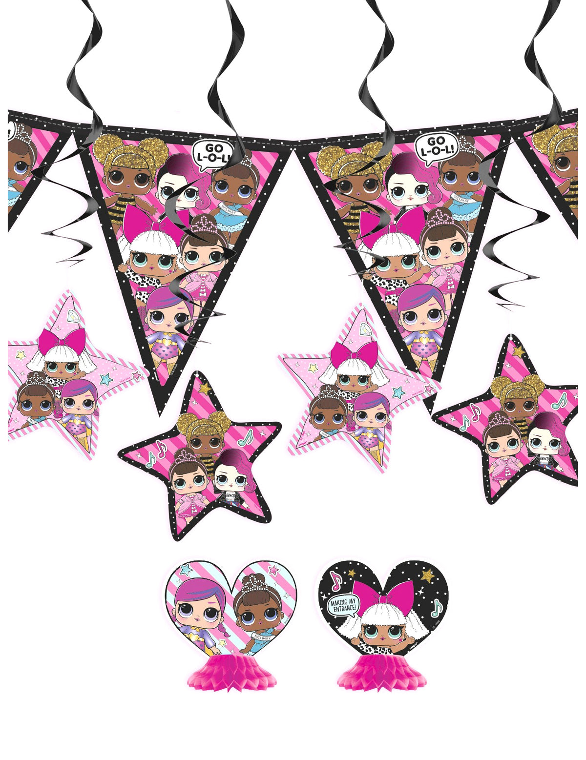 Kit de décoration anniversaire LOL Surprise™ pour enfant rose et noir 7 pièces