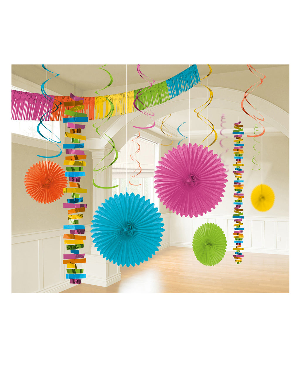 Kit de décoration en papier 18 pièces pour fête multicolore