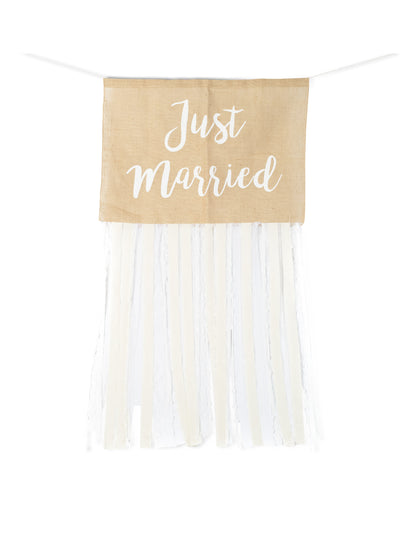 Kompletná rustikálna svadobná súprava z juty a čipky pre novomanželov