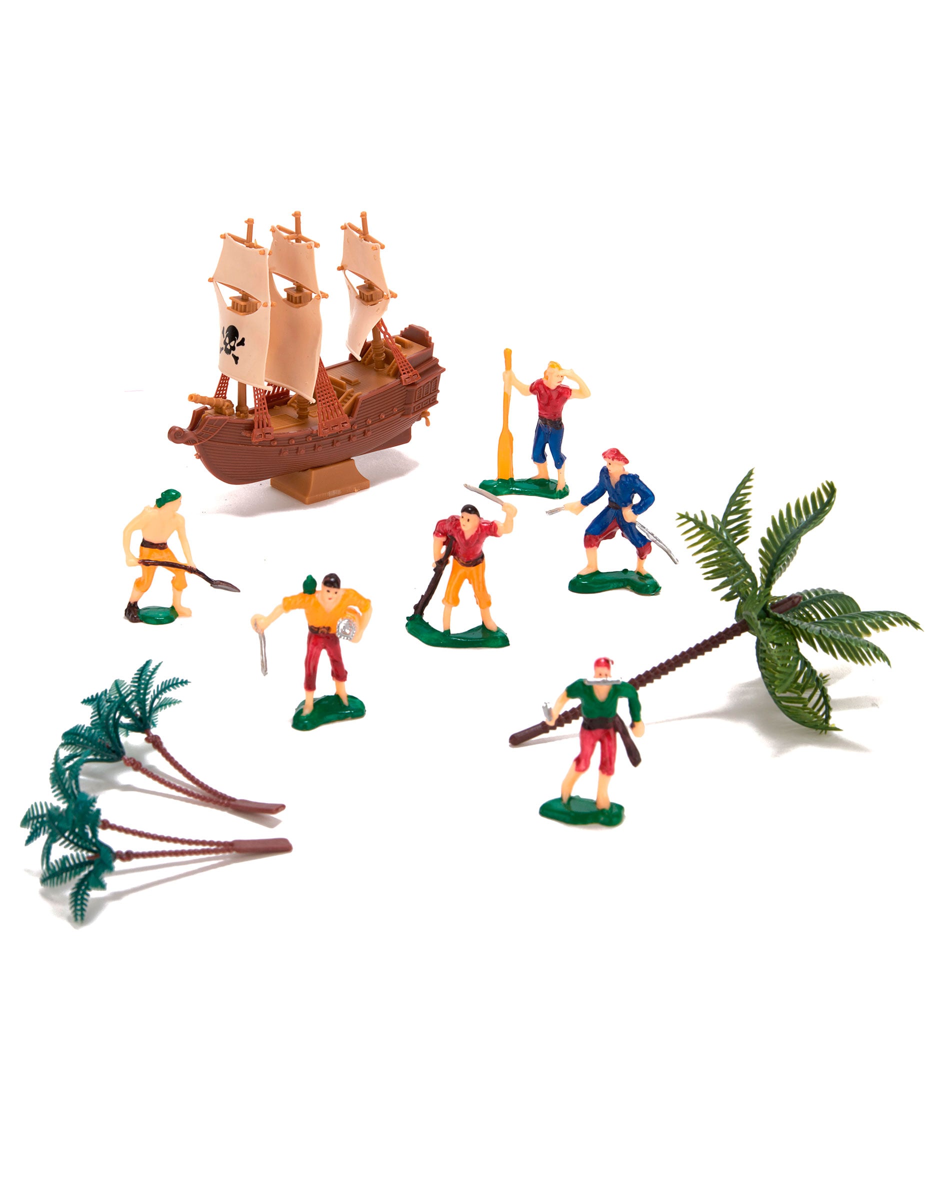 Kit de décorations gâteaux pirate pour enfant multicolore 10 pièces avec bateau et palmiers