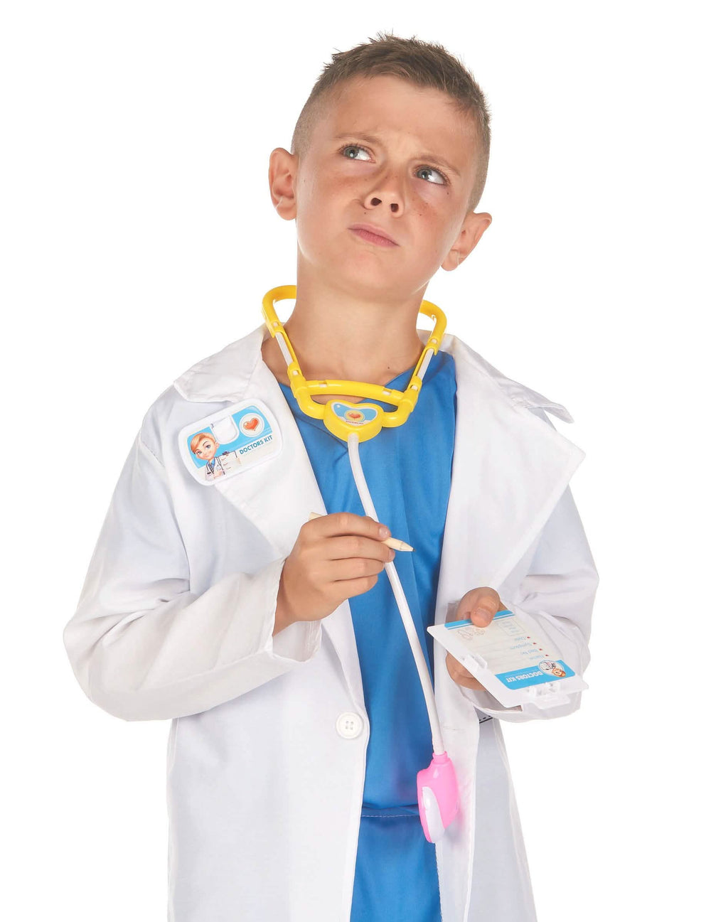 Pohľad spredu na súpravu doktora pre dieťa 10 dielov modrá