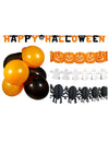 Kit décorations Halloween pour la fête orange, noir et blanc avec ballons et guirlandes