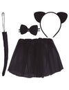 Kit déguisement de chat pour enfant noir avec tutu oreilles nœud papillon et queue
