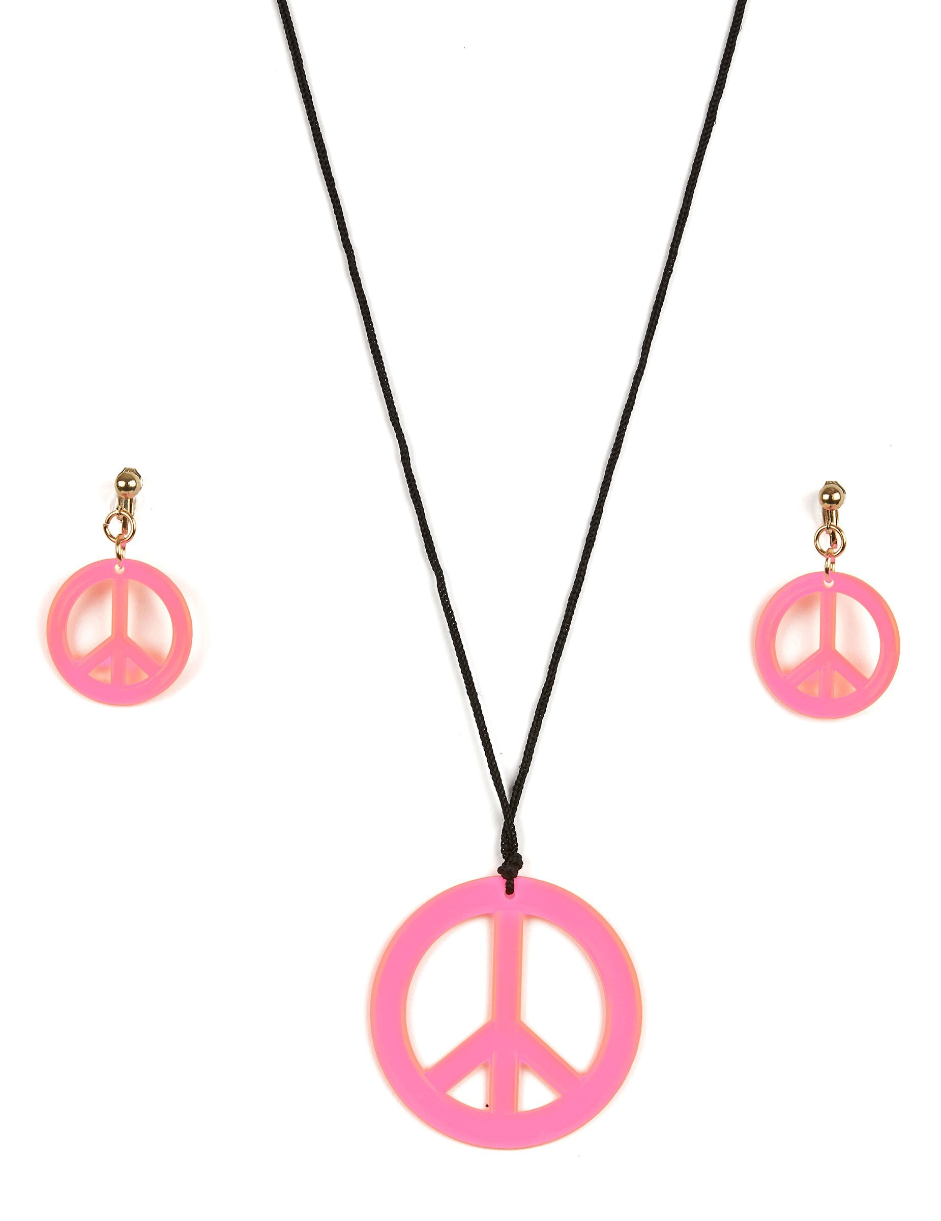 Prehľad náhrdelníka a náušníc ružovej farby z hippie kostýmu