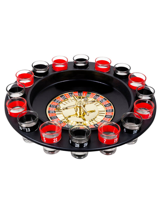 Kit jeu apéro roulette pour adulte noir et rouge avec verres à shot