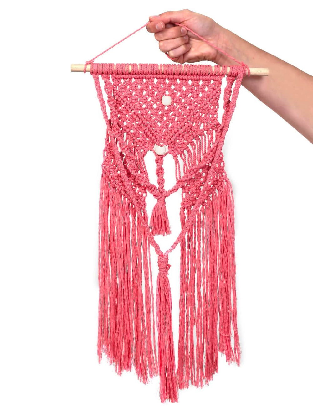 Bohémska ružová DIY macramé závesná súprava z bavlny
