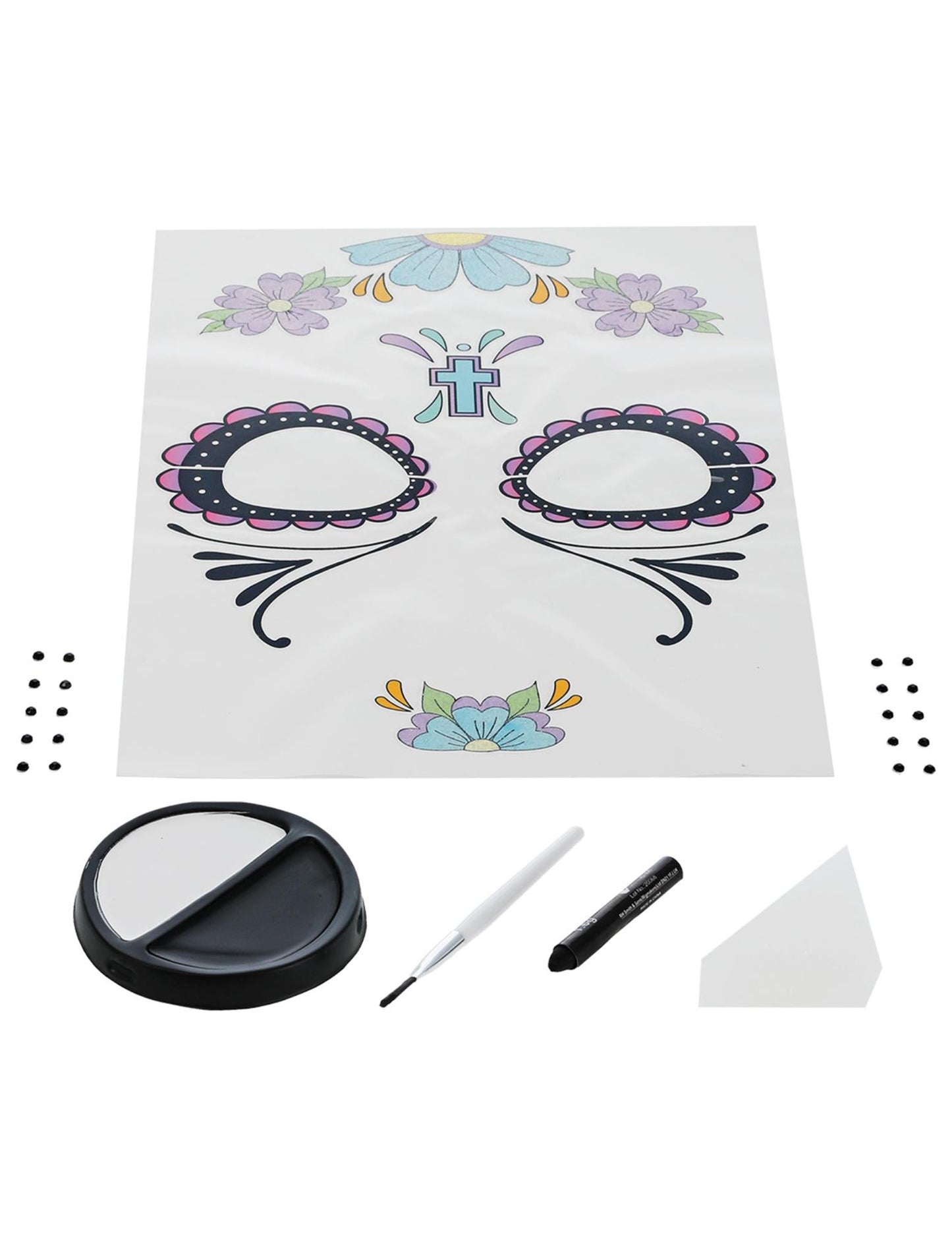 Make -up modré kvety žena Dia de los Muertos