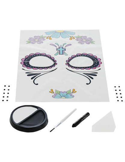 Make -up modré kvety žena Dia de los Muertos