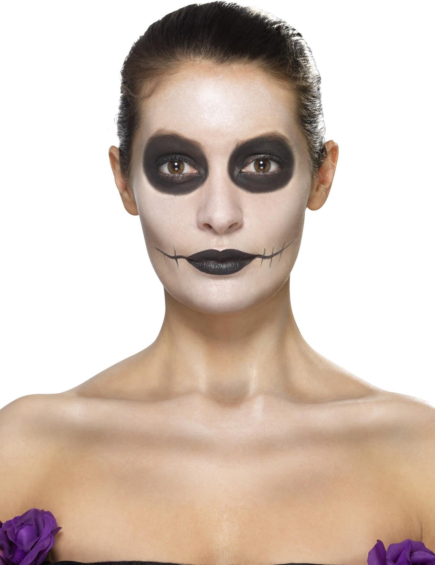 Make -up modré kvety žena Dia de los Muertos