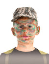 Kit maquillage militaire pour enfant vert et marron avec pinceau et éponge