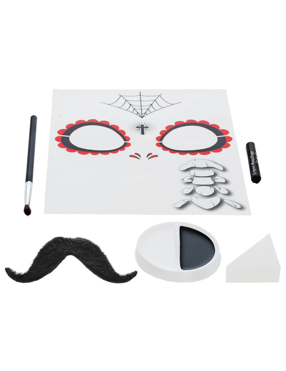 Accessoires inclus du kit maquillage squelette mexicain Dia de los muertos