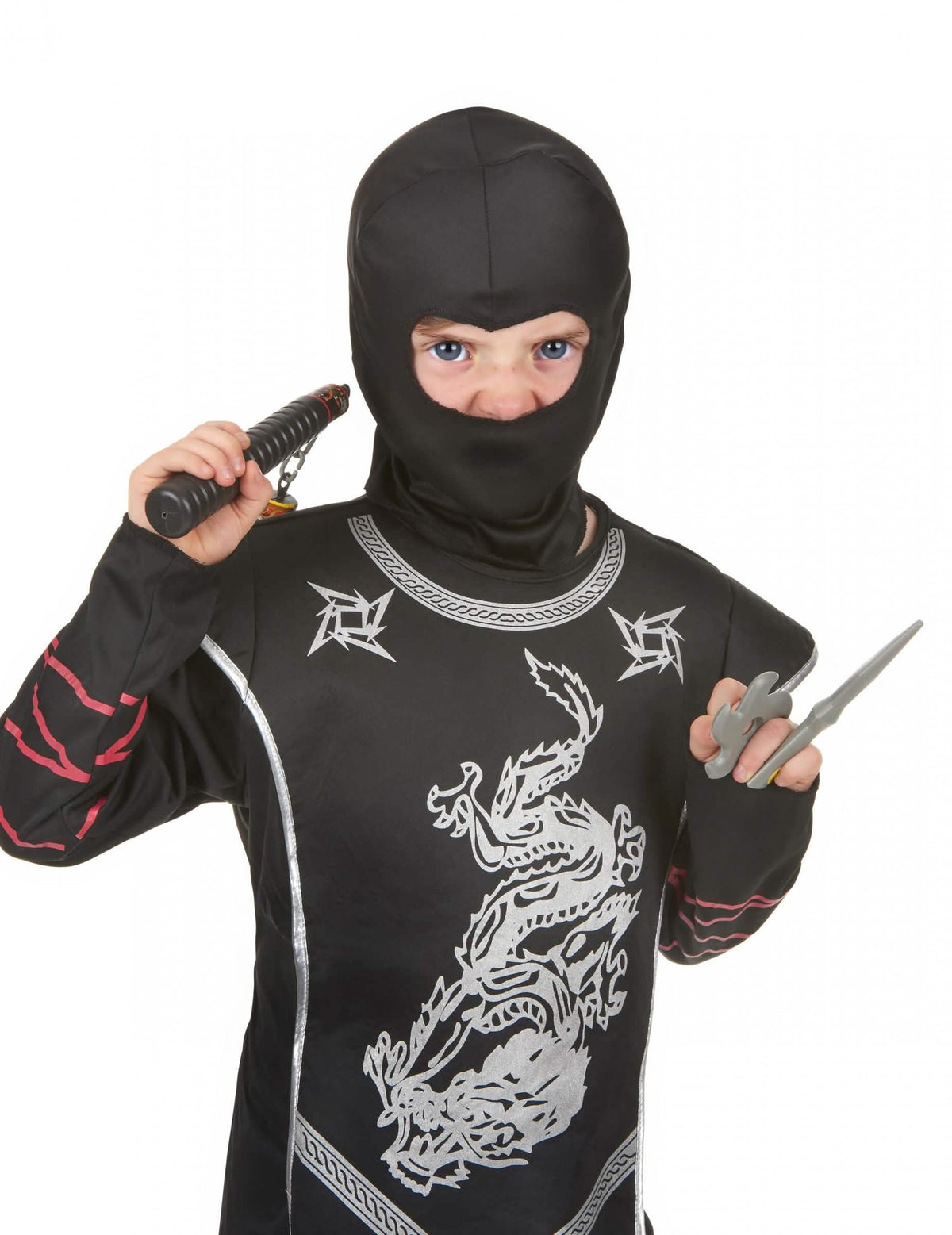 Detailný záber na doplnky súpravy nindžovia nunchaku pre dieťa