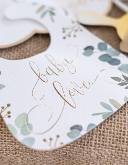 11-dielna sada na fotenie s eukalyptovými a zlatými doplnkami „Oh Baby“ na oslavu bábätka